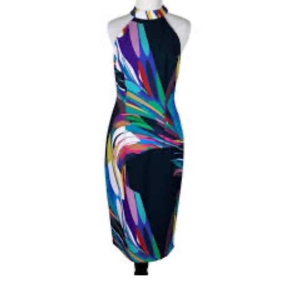 Trina Turk Majestic Multicolor Halter Bodycon Knee Dress,Exclt. Condition,Size 6 - Picture 4 of 10